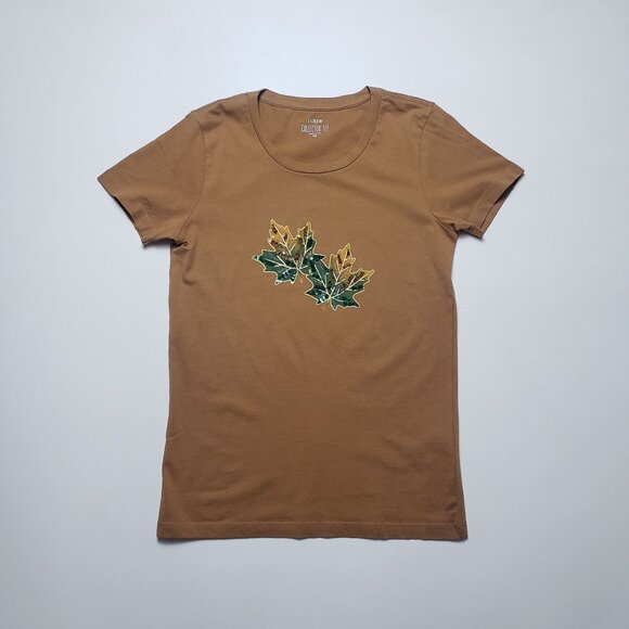 J.Crew Factory Collector's Tee Sequin Fall Leaves Graphic Tee Women's XS Mustard - Picture 4 of 16